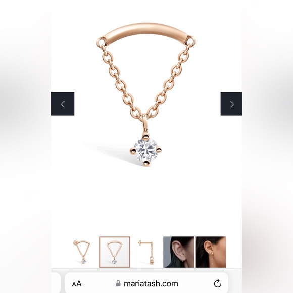 SOLD!! Maria Tash Prong Set Diamond Drape Threaded Stud Earring - Picture 2 of 12